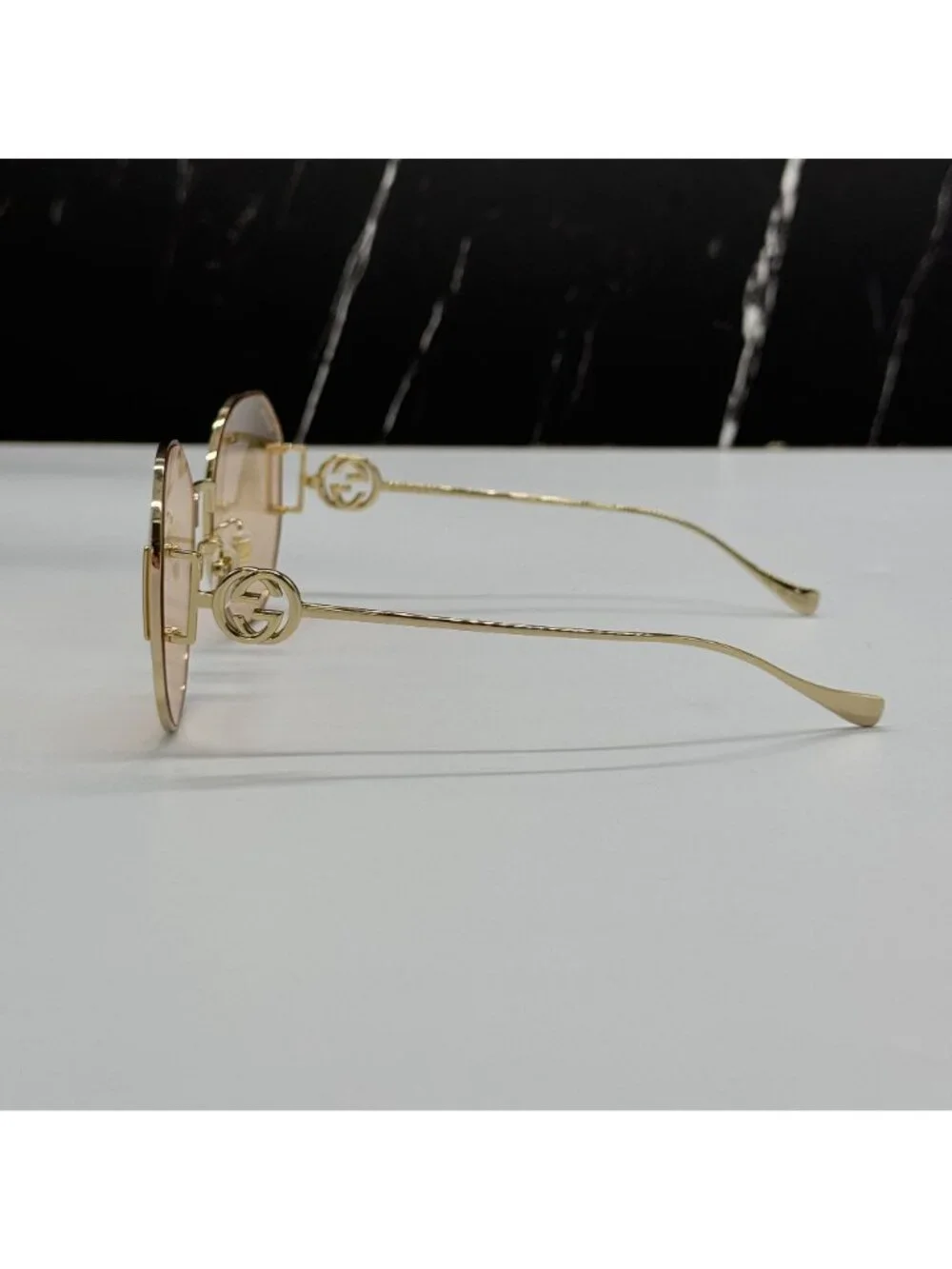 New Gucci GG1206SA 004 Women Oversized Gold Cream Sunglasses